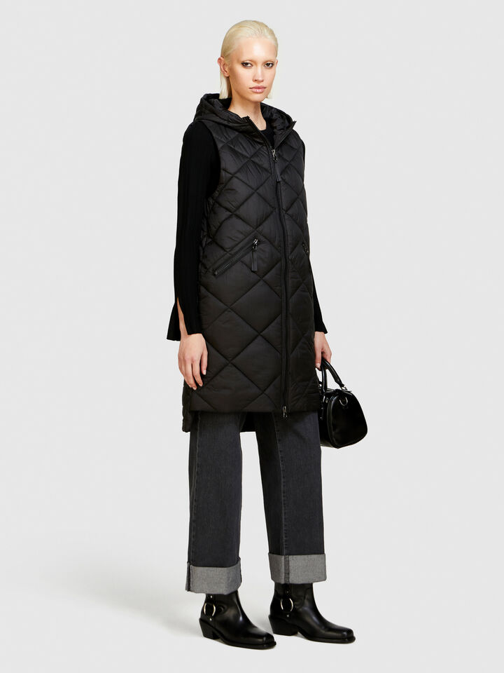 Long vest with hood - women's vests and sleeveless jackets - Black | Sisley image number 2